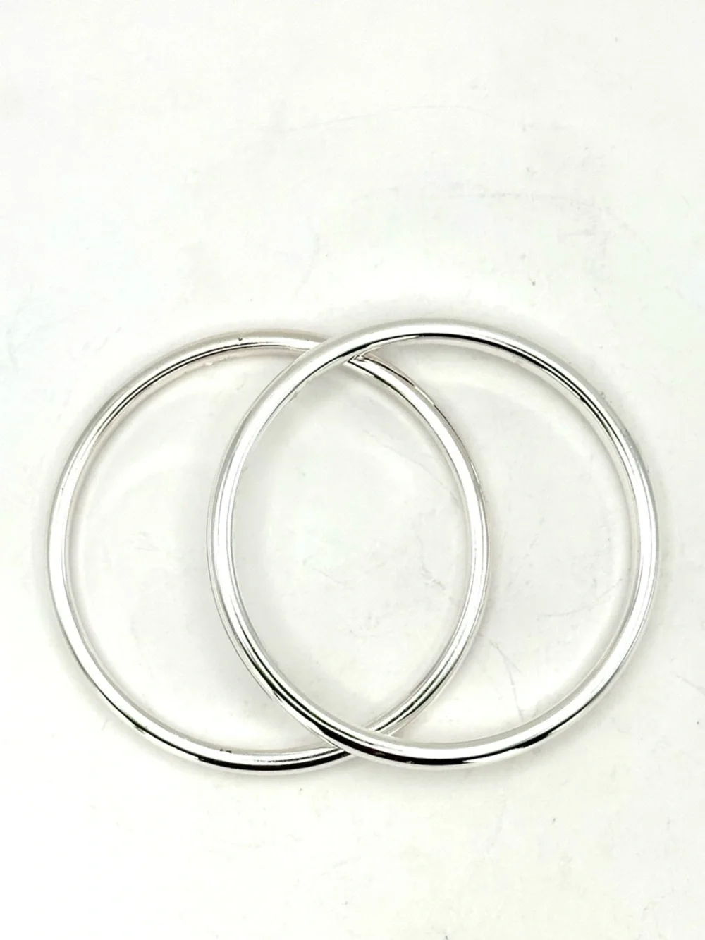 Silver Tone Polished Bangle Bracelets Set Of 2